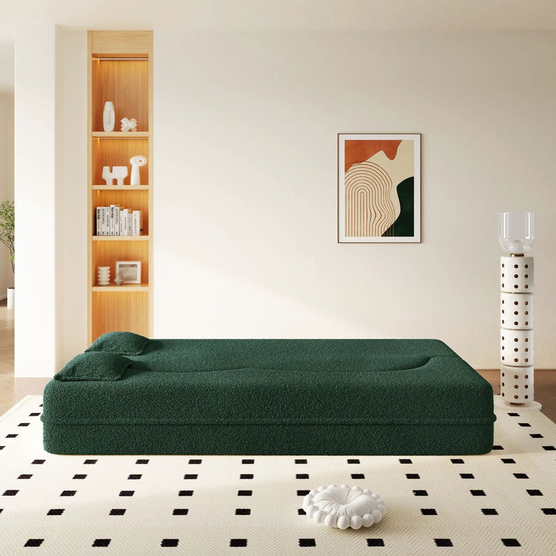 Modern Floor Sleeper Sofa Bed With 2 Pillows, Convertible Twin Size Folding Mattress For Living Room by HouseOfZazla