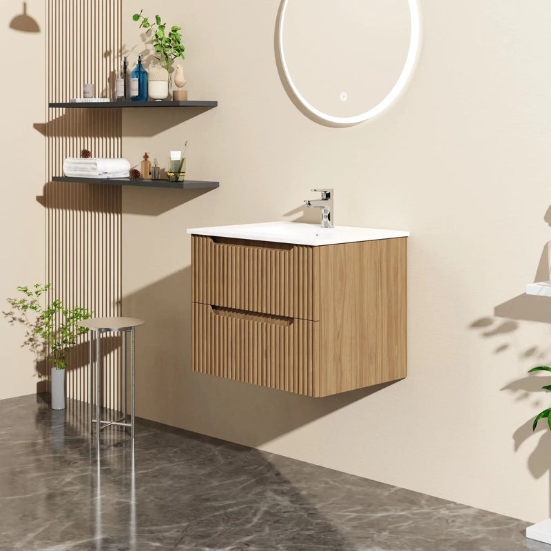 24" Wall Mount Bathroom Vanity Cabinet Floating (Cabinet Only) - Walnut by HouseOfZazla