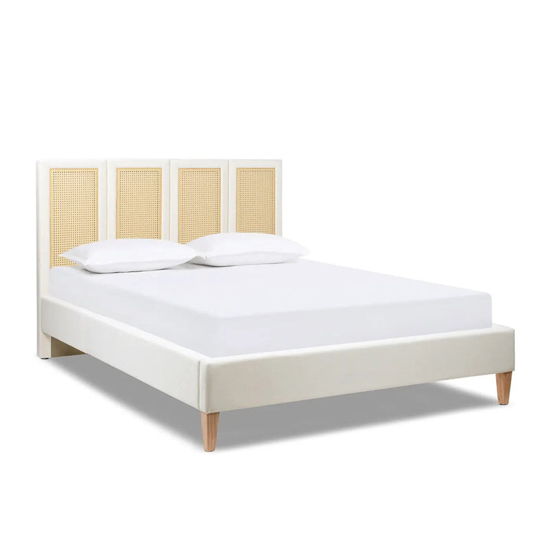 Toscana Queen Upholstered Cane Back Platform Bed by HouseOfZazla