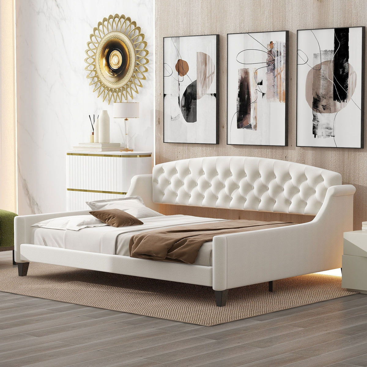 Modern Tufted Button Daybed with Tufted Upholstery – Dark Gray or Beige, photo 36 of 40