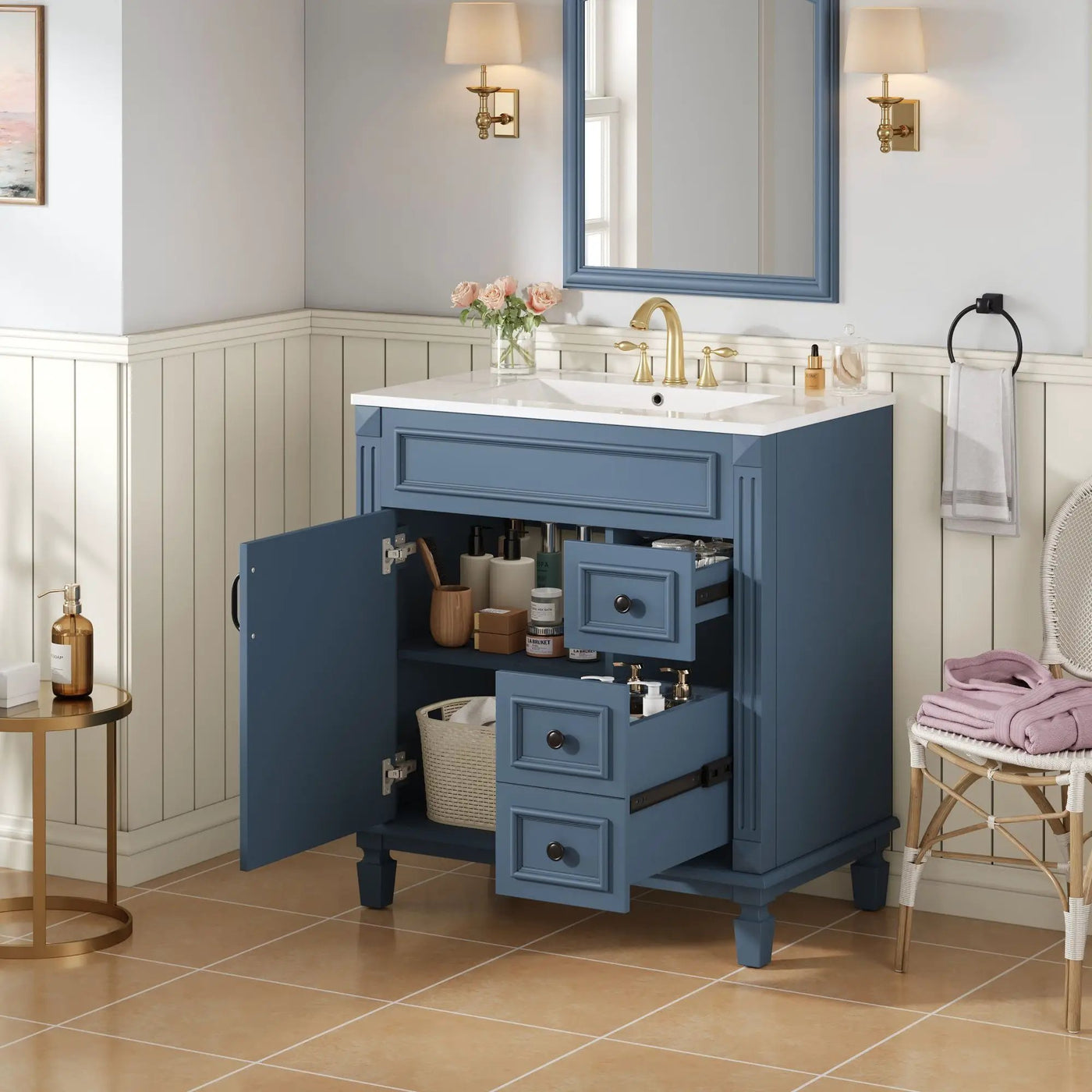 Bathroom Vanity With Sink, Cabinet With 2 Drawers And Adjustable Shelf by HouseOfZazla