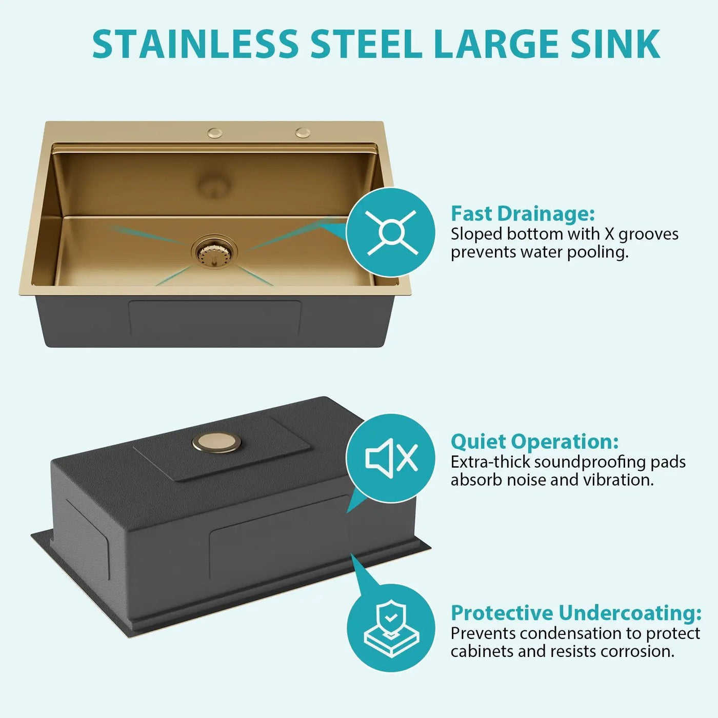 Drop In Kitchen Sink Stainless Steel 16 Gauge by HouseOfZazla