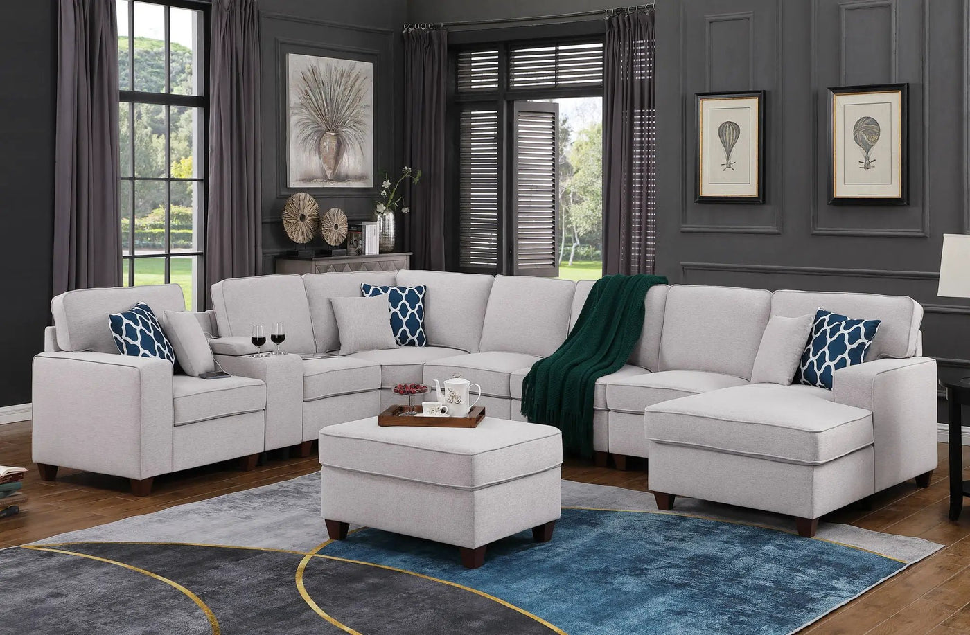 Eric - 9 Piece Upholstered Sectional With Ottoman by HouseOfZazla