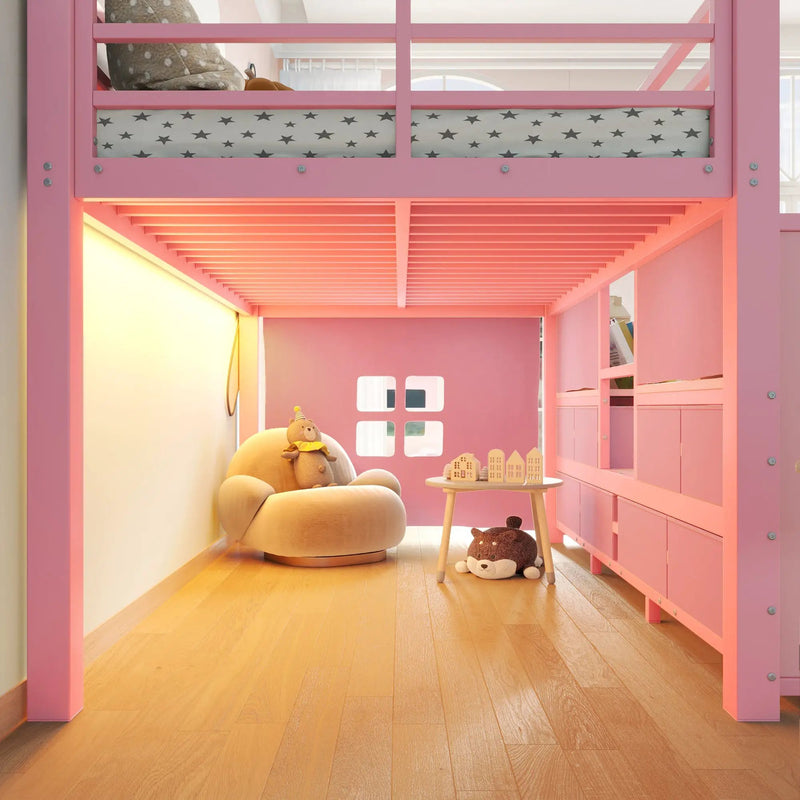 Twin Low Loft Bed with Multi-Storage Spaces by HouseOfZazla