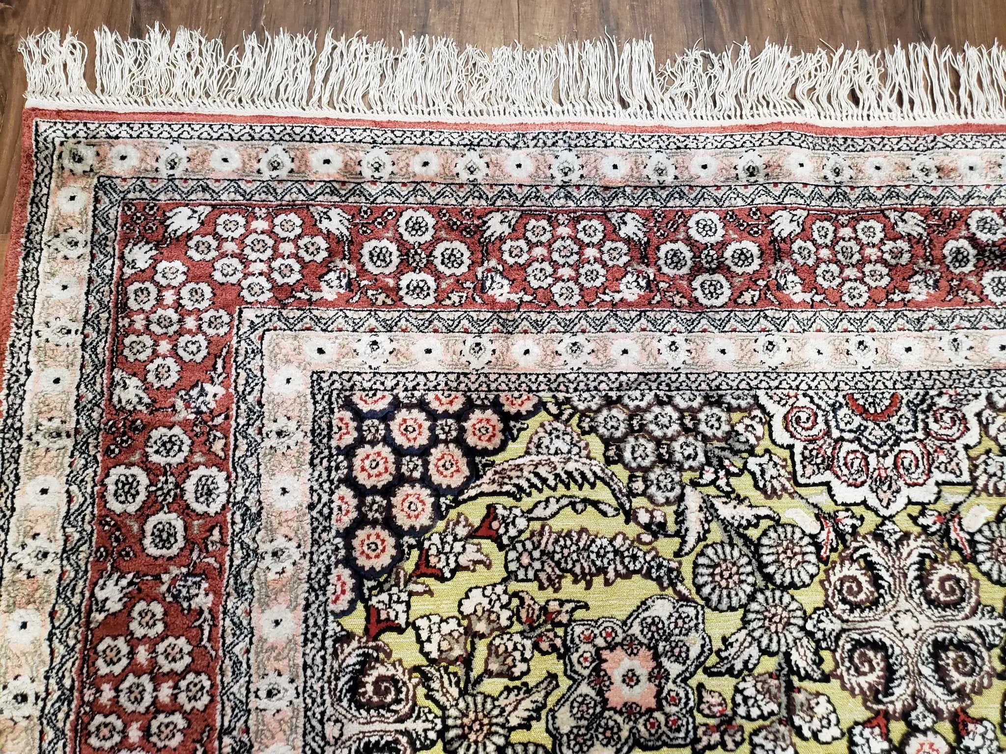 5x8 Indian Kashmiri Silk Rug with Gold Threads by Jewel Rugs