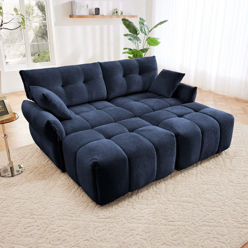Sofa Set With Ottoman And Pillows, Textured, High Resilience Cushions by HouseOfZazla