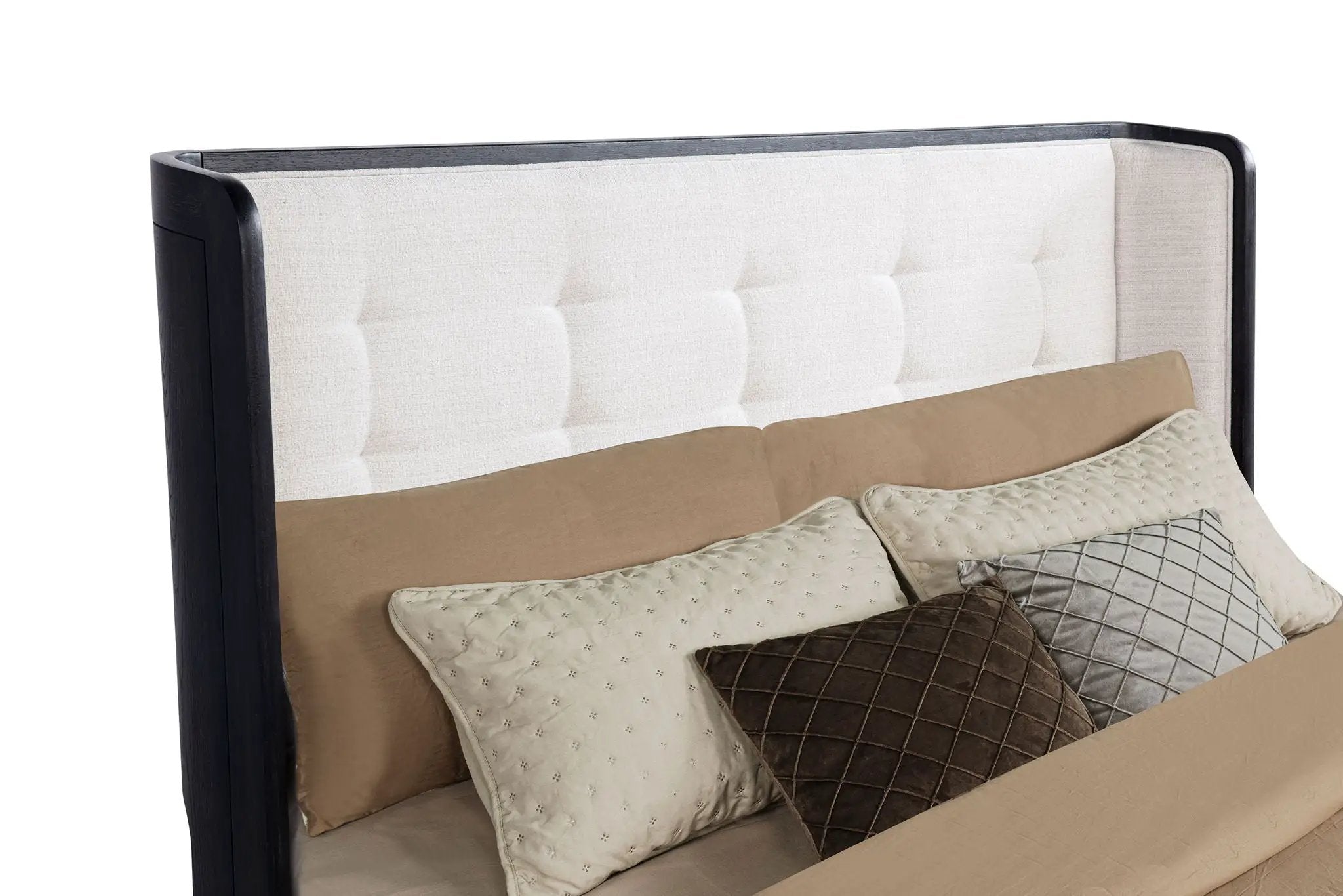 Leandro 55-inch Queen Wingback Bed Burnished Black by Unique Piece Furniture