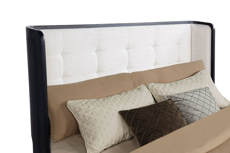 Leandro 55-inch Queen Wingback Bed Burnished Black by Unique Piece Furniture