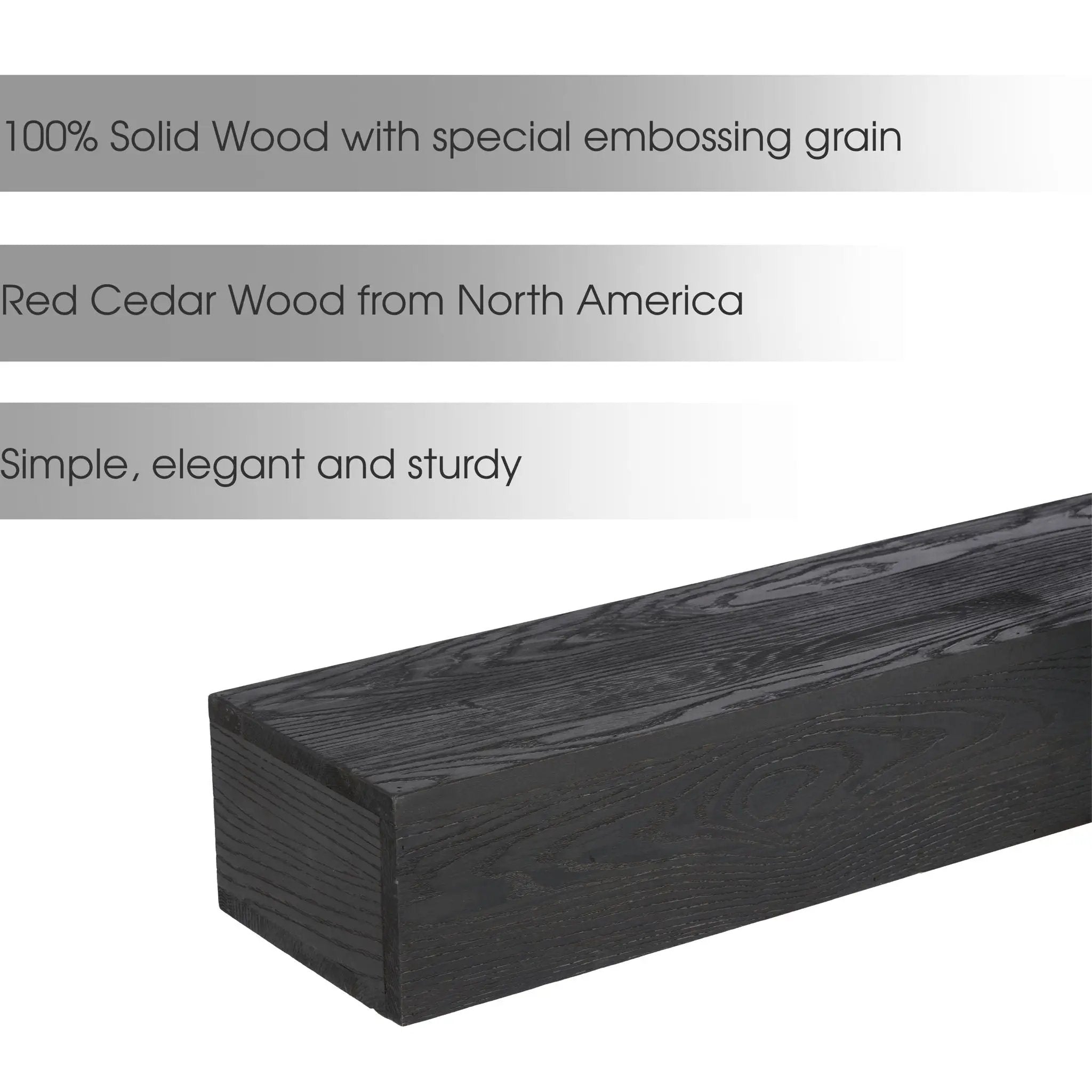 48'' Embossed Fireplace Mante, Wall Mounted Floating Shelf - Black by Unique Piece Furniture