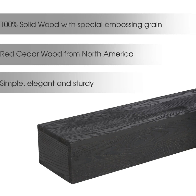 48'' Embossed Fireplace Mante, Wall Mounted Floating Shelf - Black by HouseOfZazla