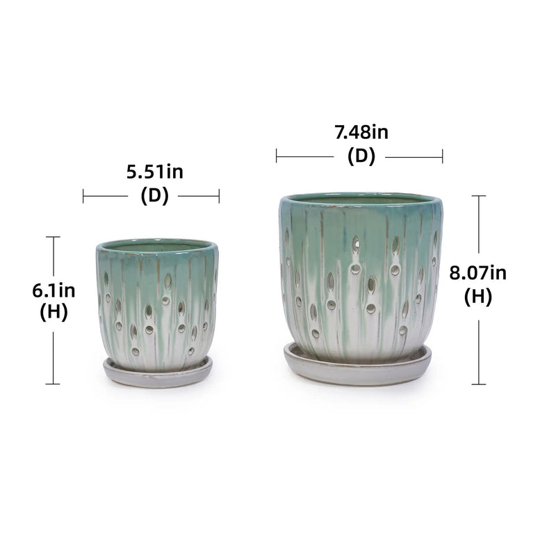 Set of 2 Ceramic Flowerpots with Drainage Hole by HouseOfZazla