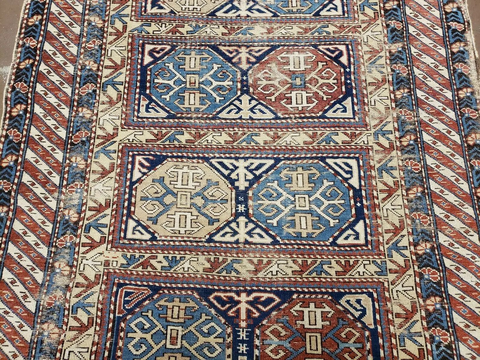 Antique Caucasian Rug 3x5, Shirvan Kazak Tribal Carpet by Jewel Rugs