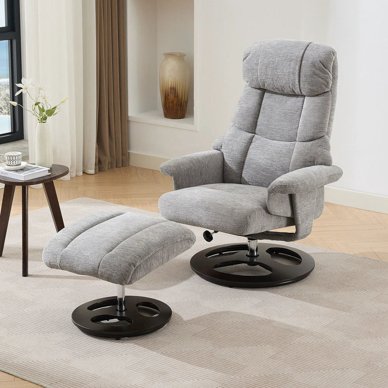 Ergonomic Recliner Chair With Ottoman, Modern 360° Swivel With Footstool by HouseOfZazla
