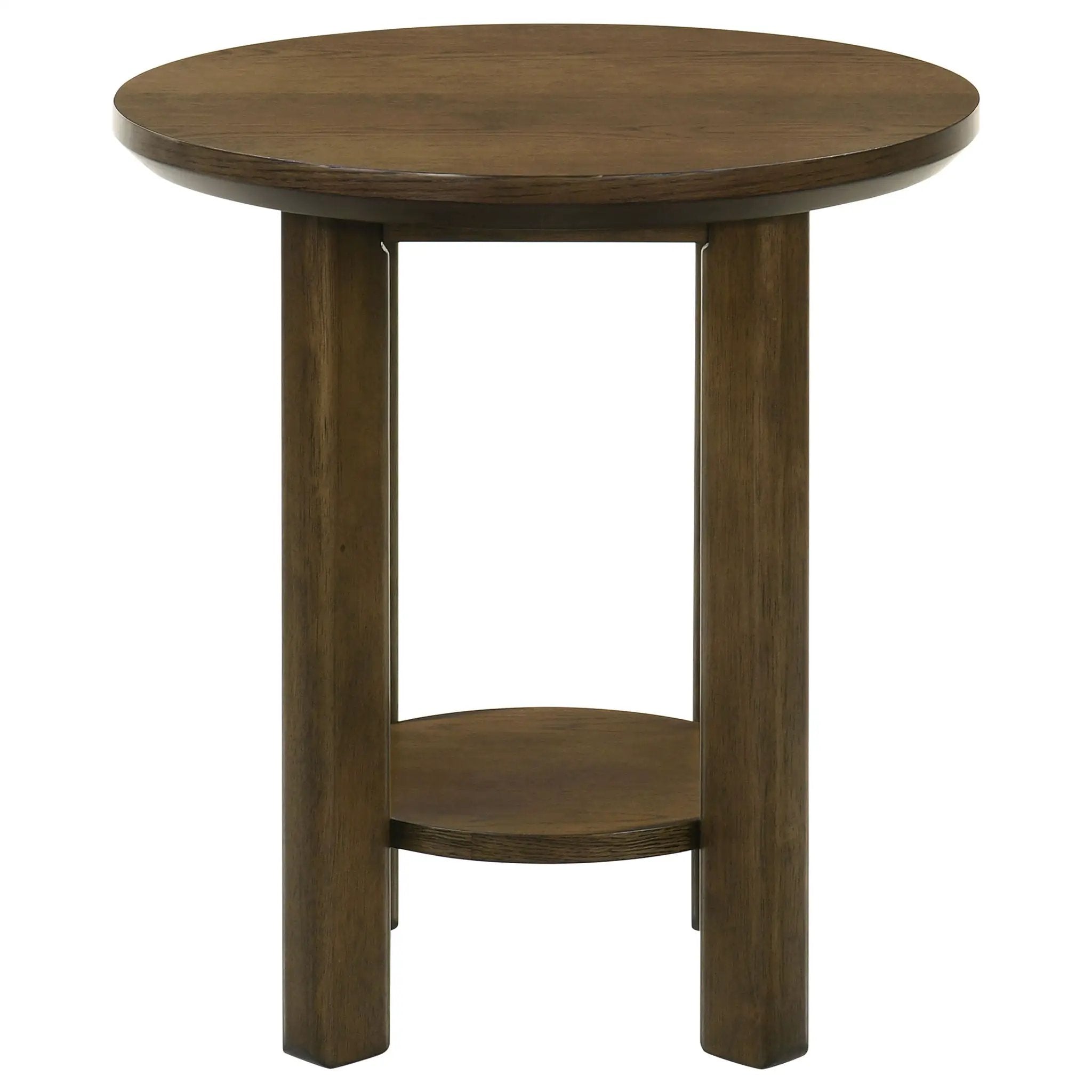 Ottowa 22-Inch Round Wood Side End Table with Shelf Brown by Unique Piece Furniture
