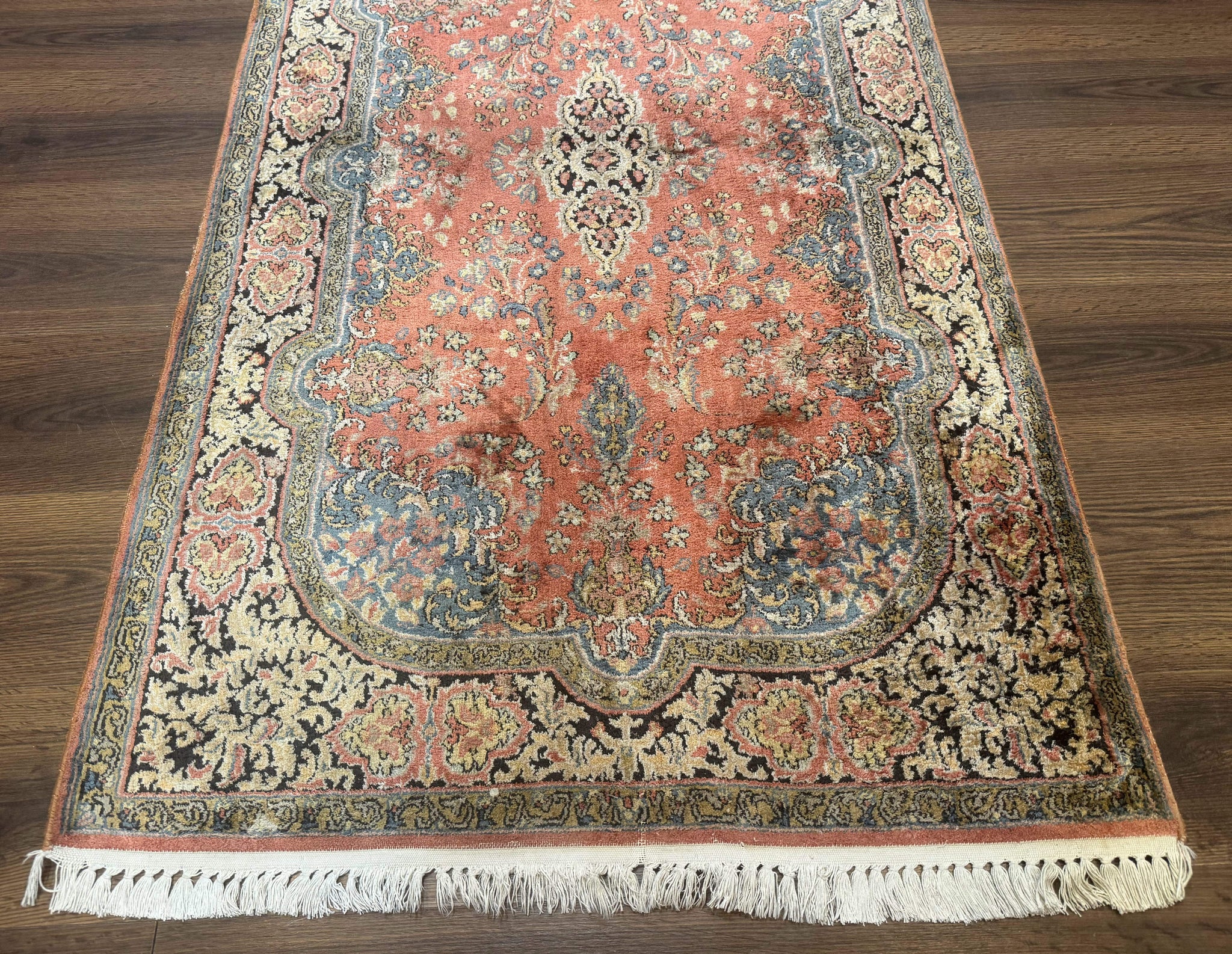 Indian Kashmiri Silk Rug 3x5, Fine 260 KPSI, Hand Knotted by Jewel Rugs