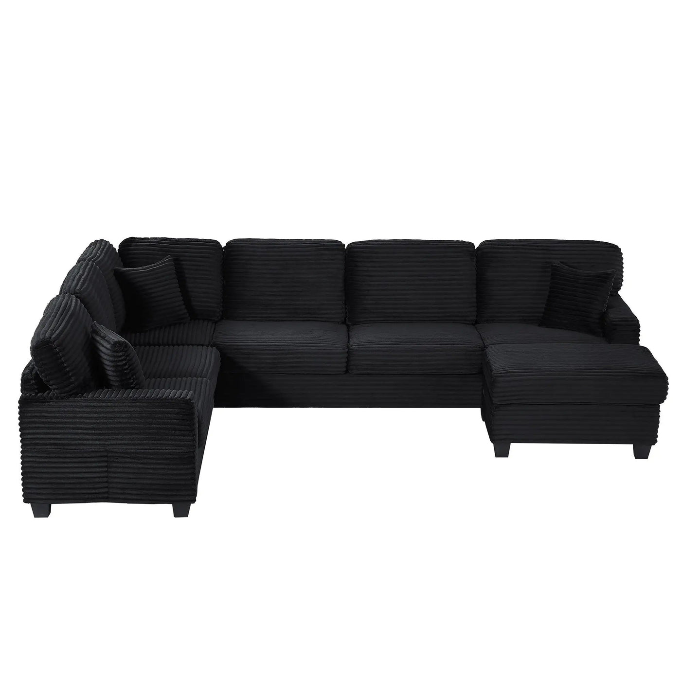 Upholstered U-Shaped Sectional Sofa With Movable Ottoman And Side Storage Pockets by HouseOfZazla