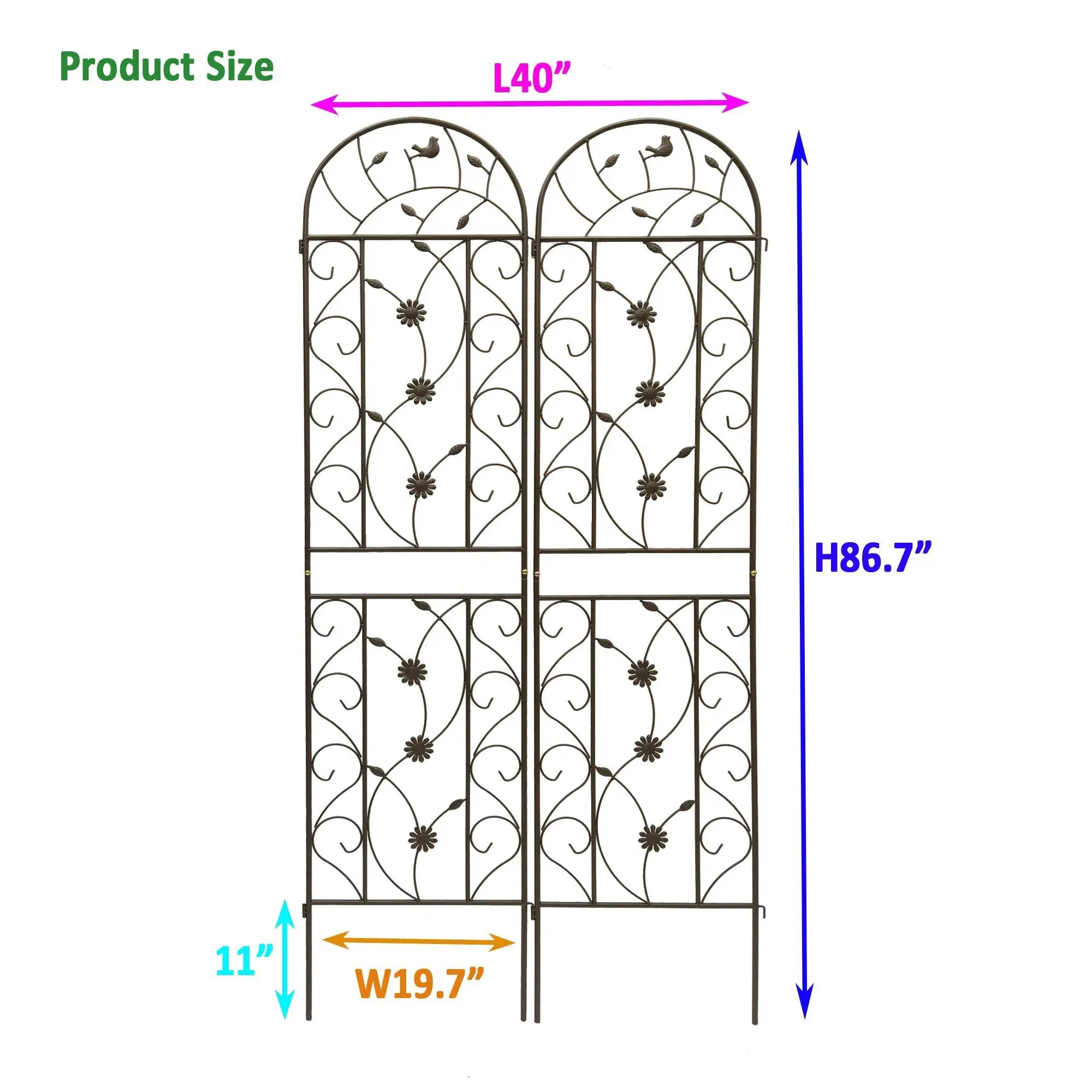 2 Pack Metal Garden Trellis 86.7" x 19.7" by HouseOfZazla