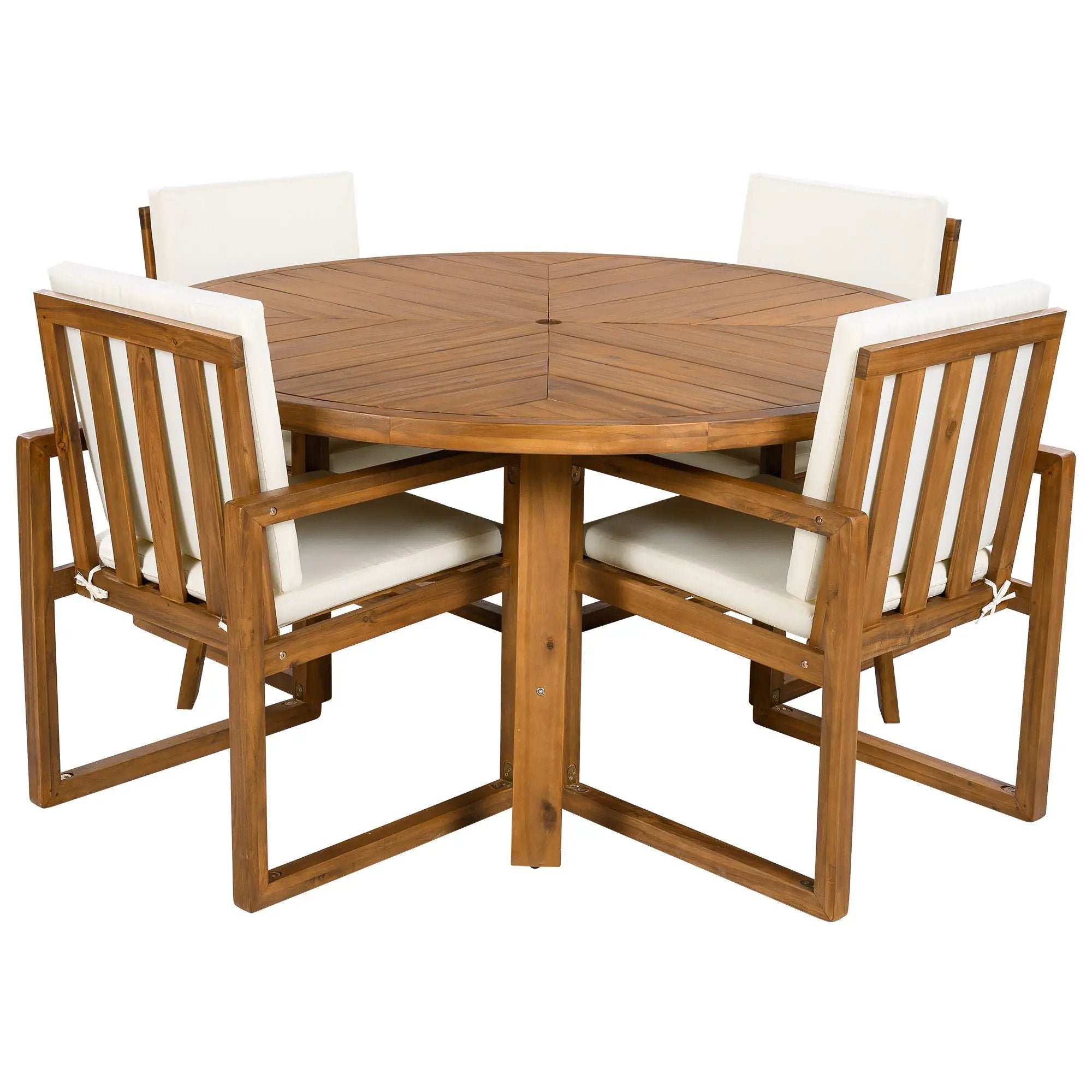 5 Piece Outdoor Patio Dining Set With 4 Armchairs And Table - Beige by HouseOfZazla