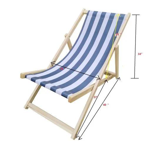 Sling Folding Chaise Lounge Chair - Stripe Blue by Unique Piece Furniture