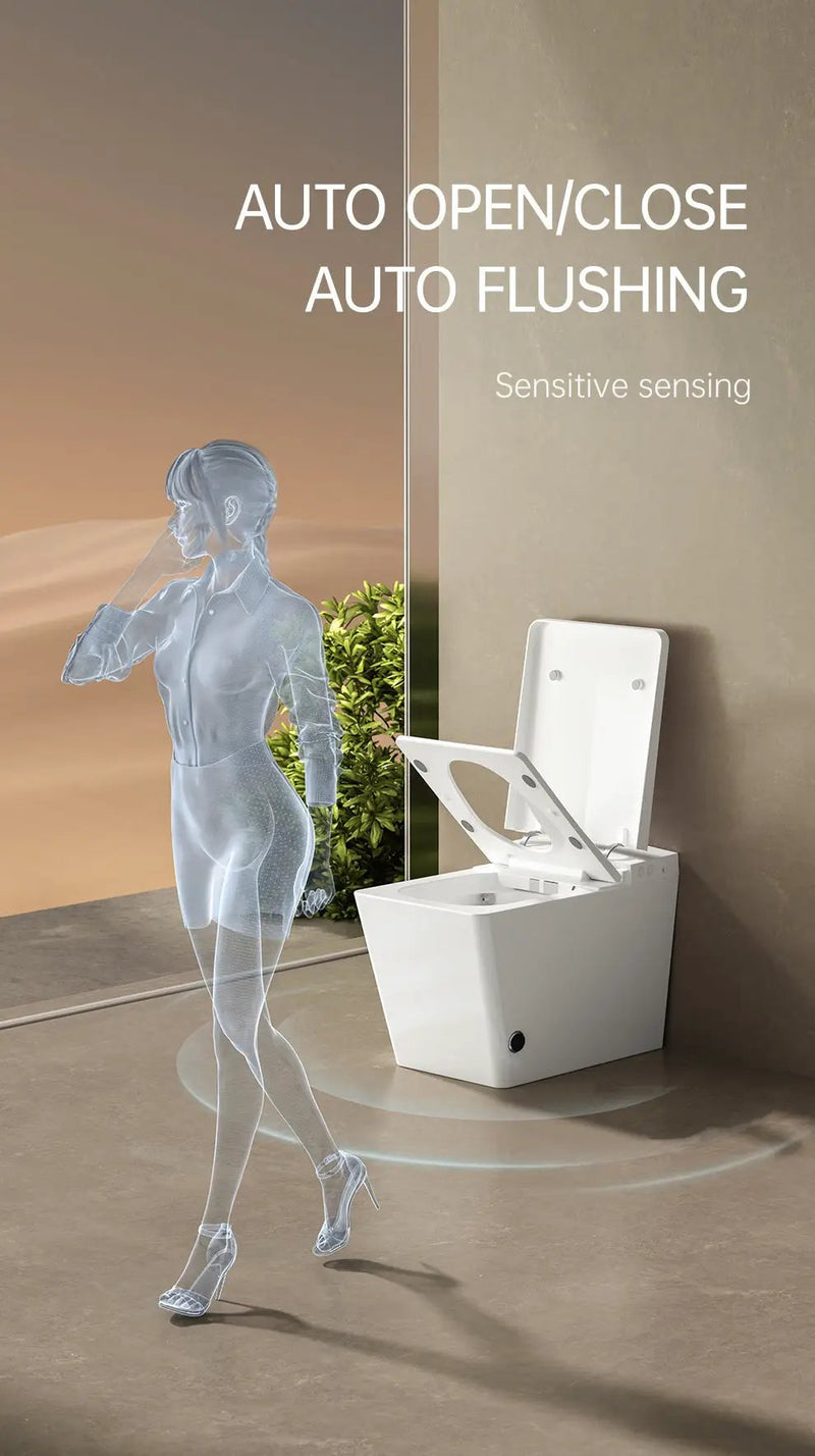 Square Smart Toilet with Built-in Tank for Modern Bathroom by HouseOfZazla