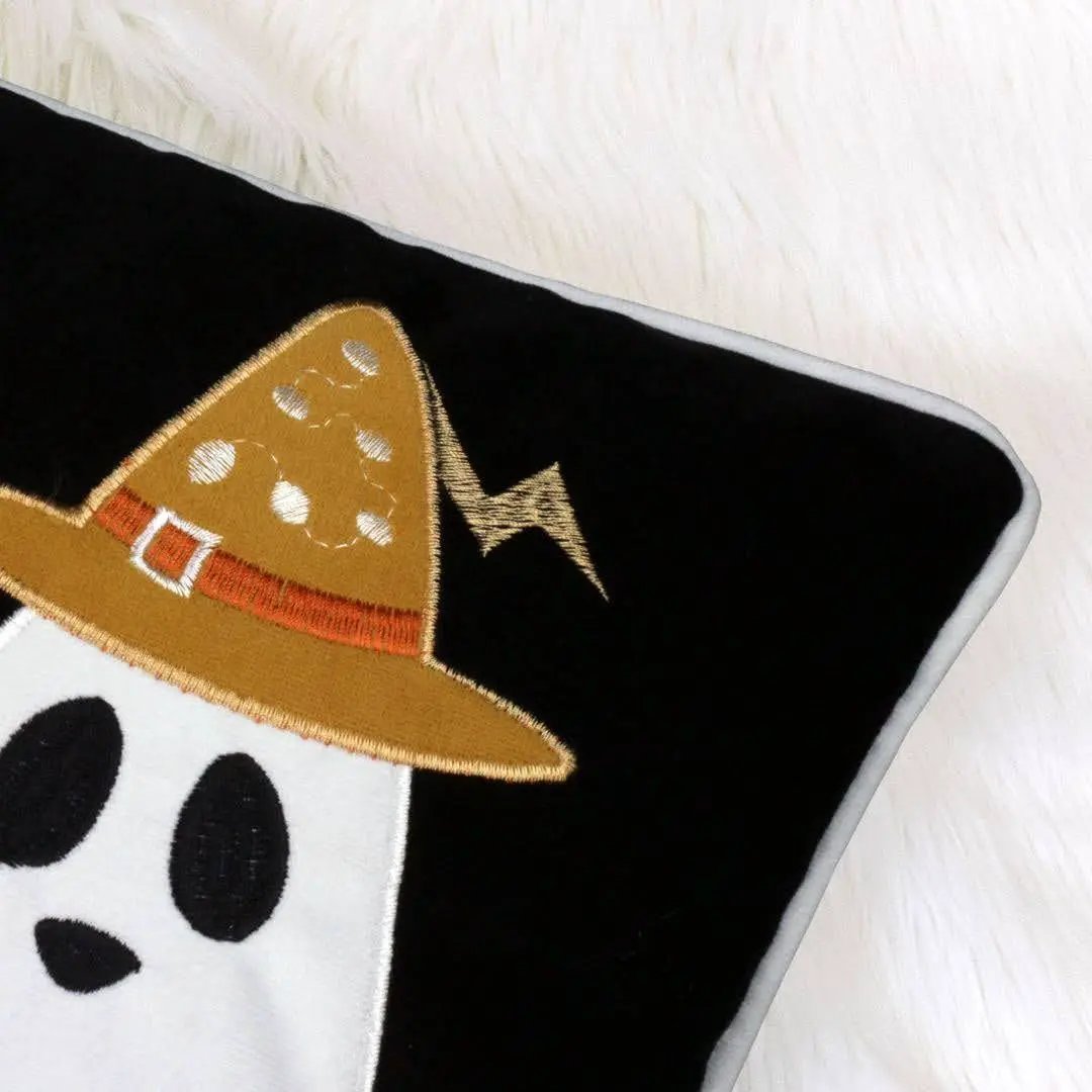Halloween Boo Ghost Velvet Throw Pillow by HouseOfZazla