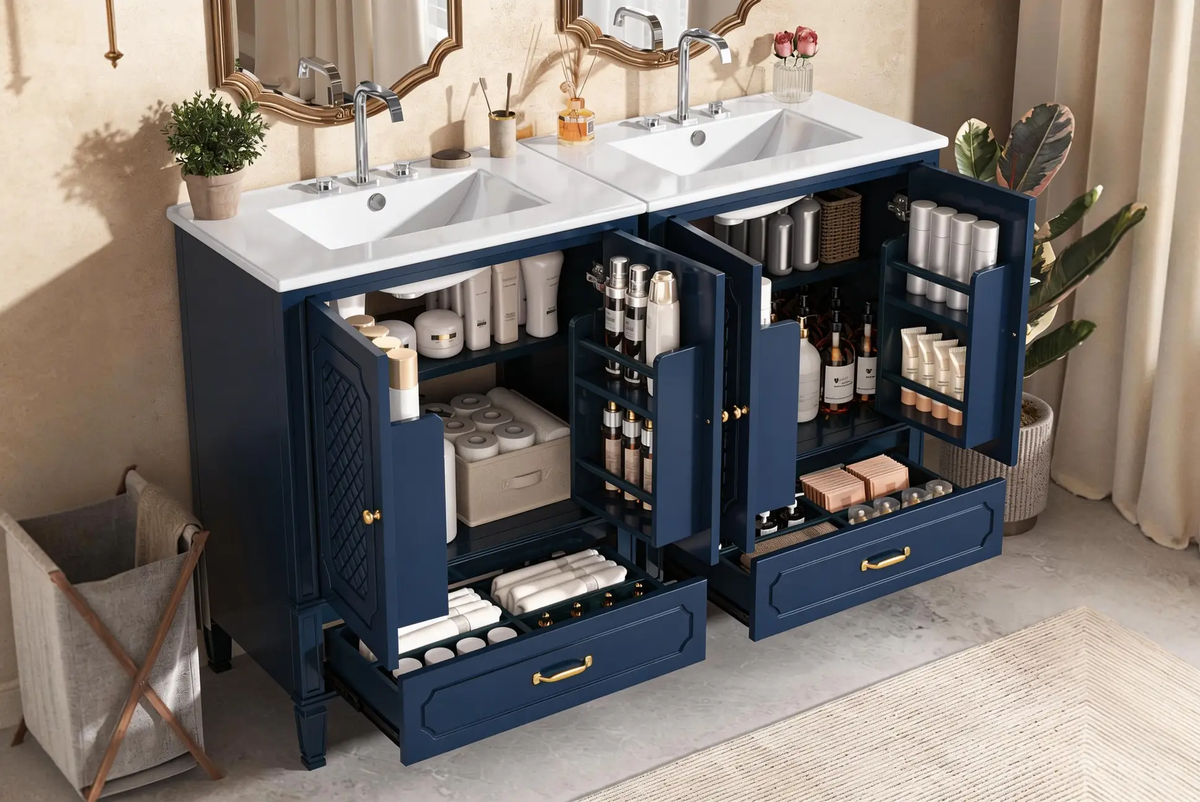 60" Bathroom Vanity with Double Sink Combo Set by HouseOfZazla