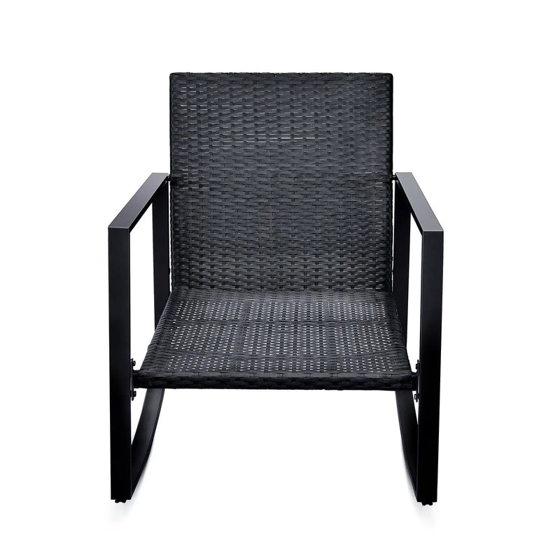 3 Pieces Patio Bistro Set Outdoor Rocking Chair with Blue Cushion for Yard Garden Poolside by HouseOfZazla