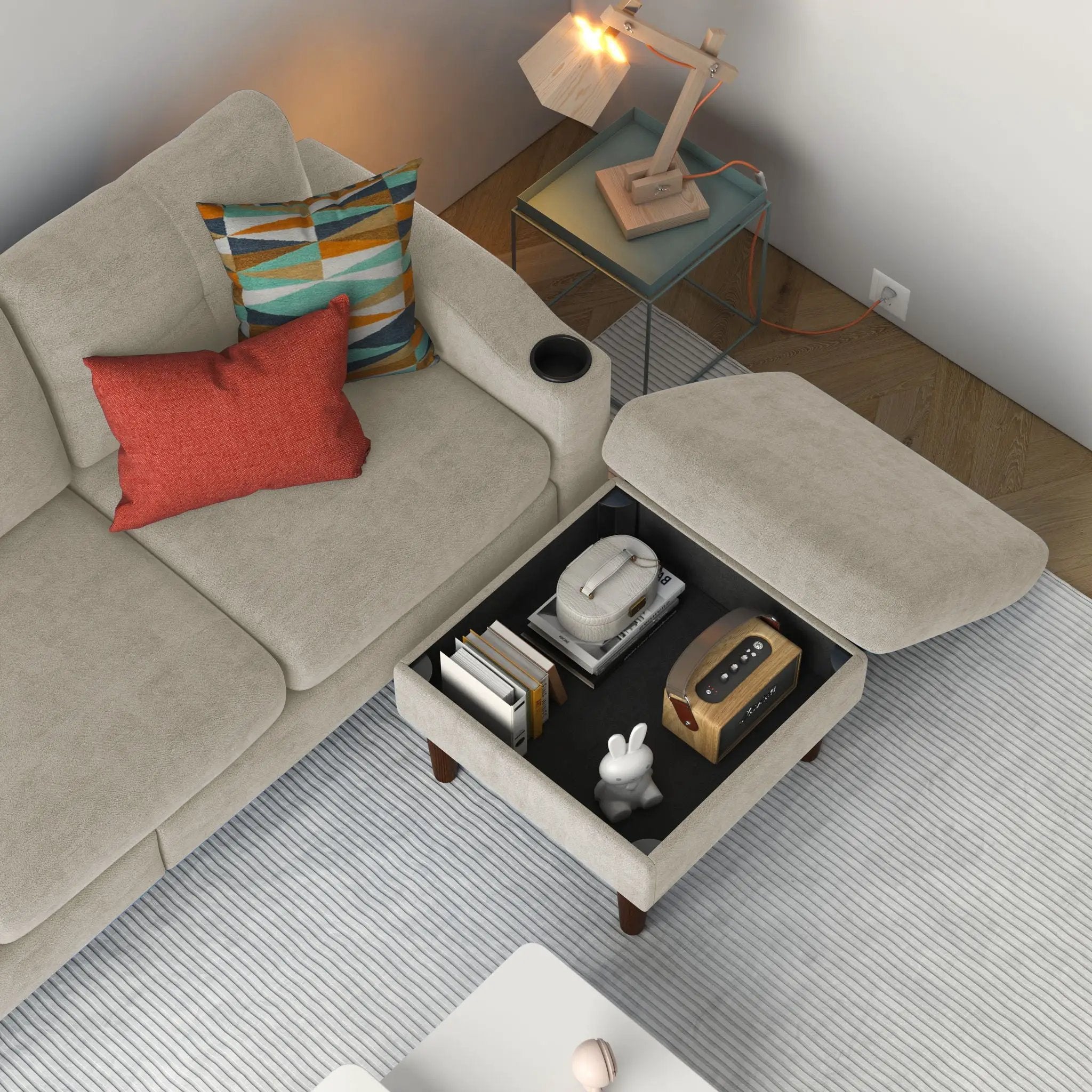 3 Seater Convertible Combination L Shaped Sofa With Footstools With Storage by Unique Piece Furniture