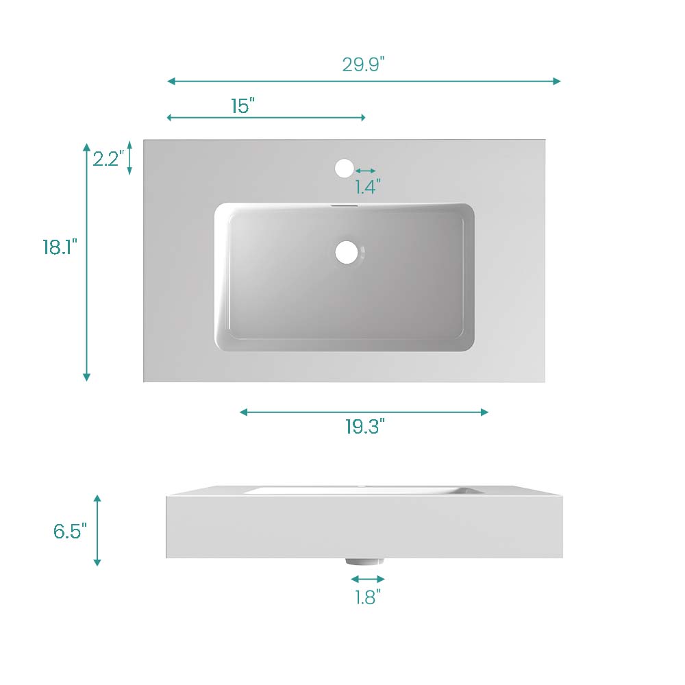 Glossy White Integrated Solid Surface Basin by HouseOfZazla