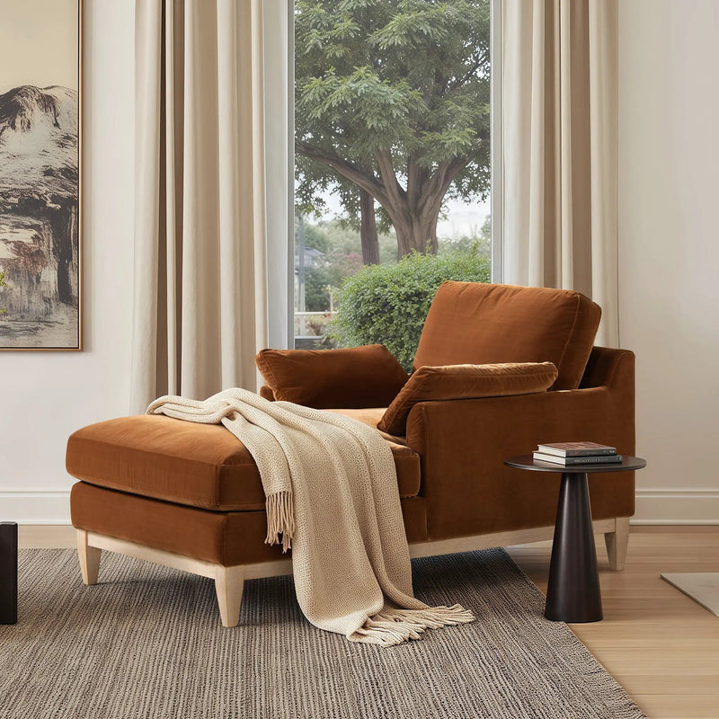 Pasadena Modern Farmhouse Chaise Lounge Chair, Burnt by HouseOfZazla