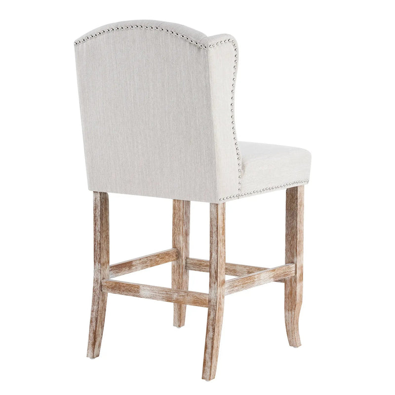 26.78'' Seat Height Vienna Contemporary Fabric Tufted Wingback Counter Stools, Set of 2 by HouseOfZazla