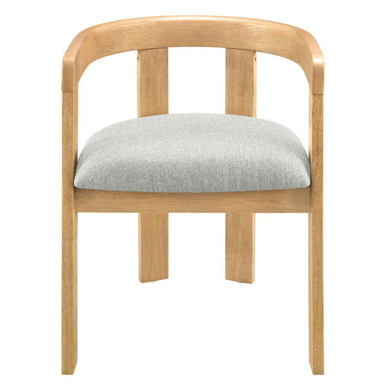 Modern Barrel Dining Chairs Set of 2 with Rubber Wood Frame - Grayish Green, photo 6 of 10