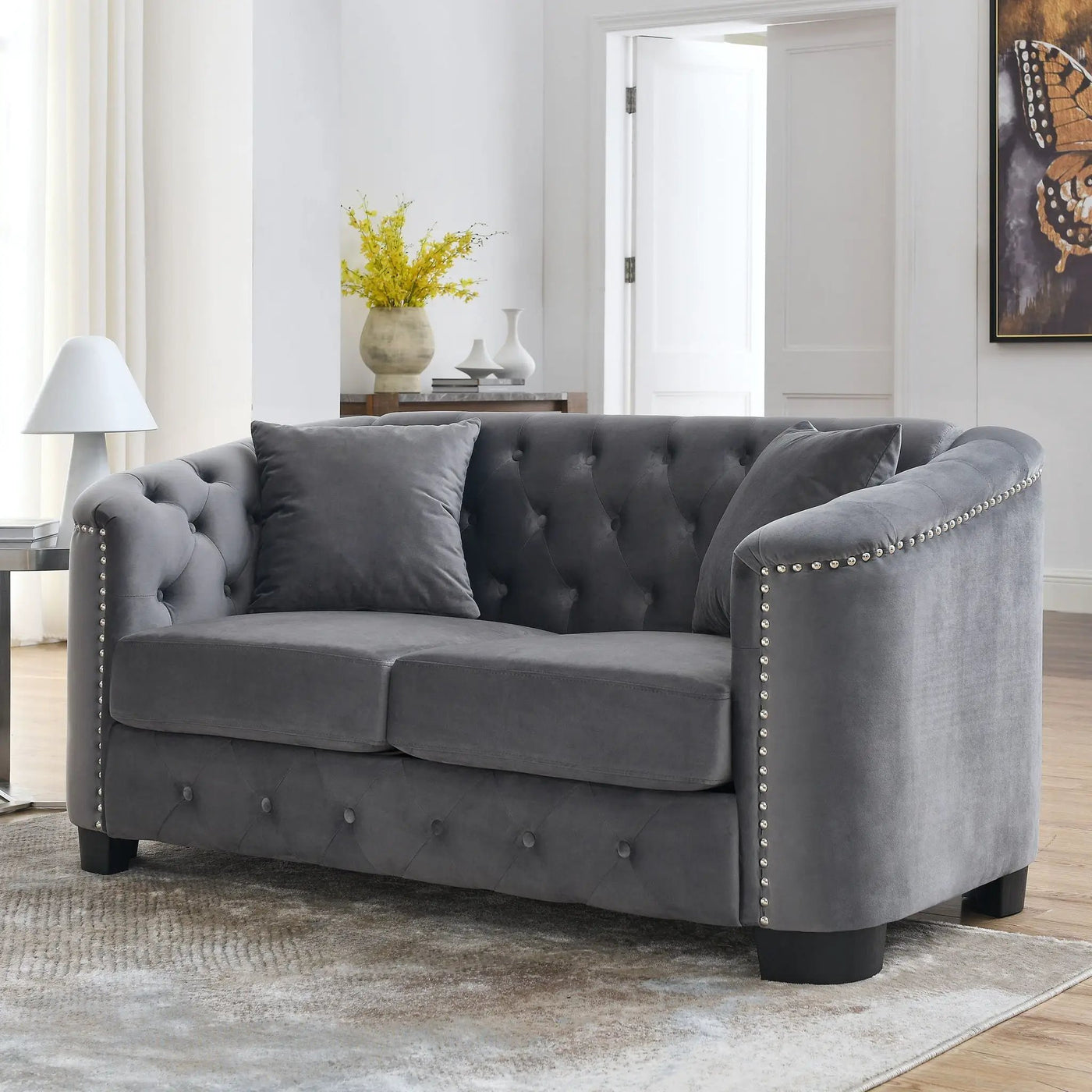 Modern Chesterfield Sofa With Tufted Backrest For Living Room by HouseOfZazla