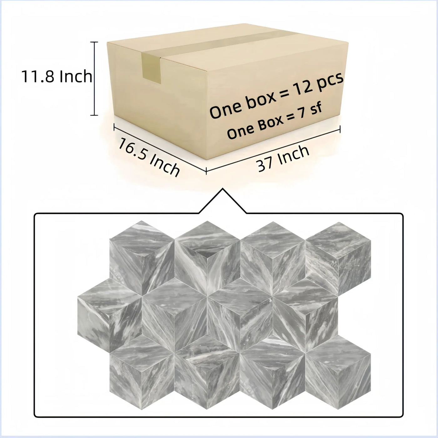 Hexagon Natural Marble Polished Tile For Wall And Floor (Set of 12) by HouseOfZazla
