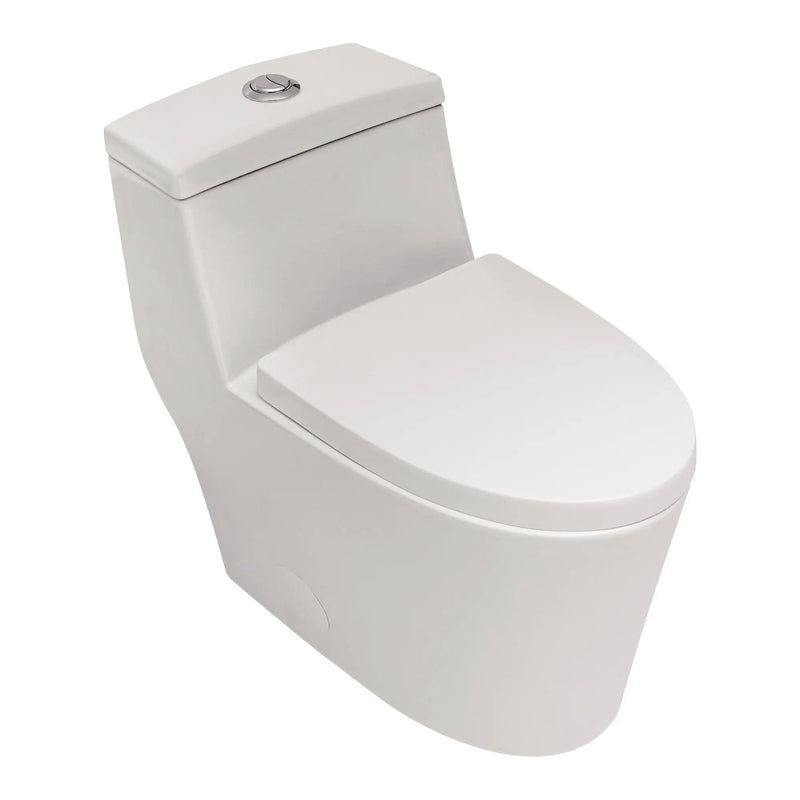 1 Piece Toilet, Dual Flush, Soft Closing Seat - White by HouseOfZazla