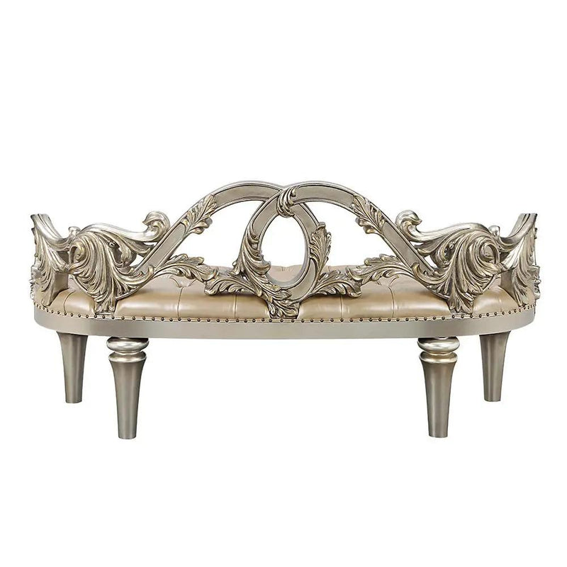 Danae - Bench - Champagne Synthetic Leather & Gold by Unique Piece Furniture