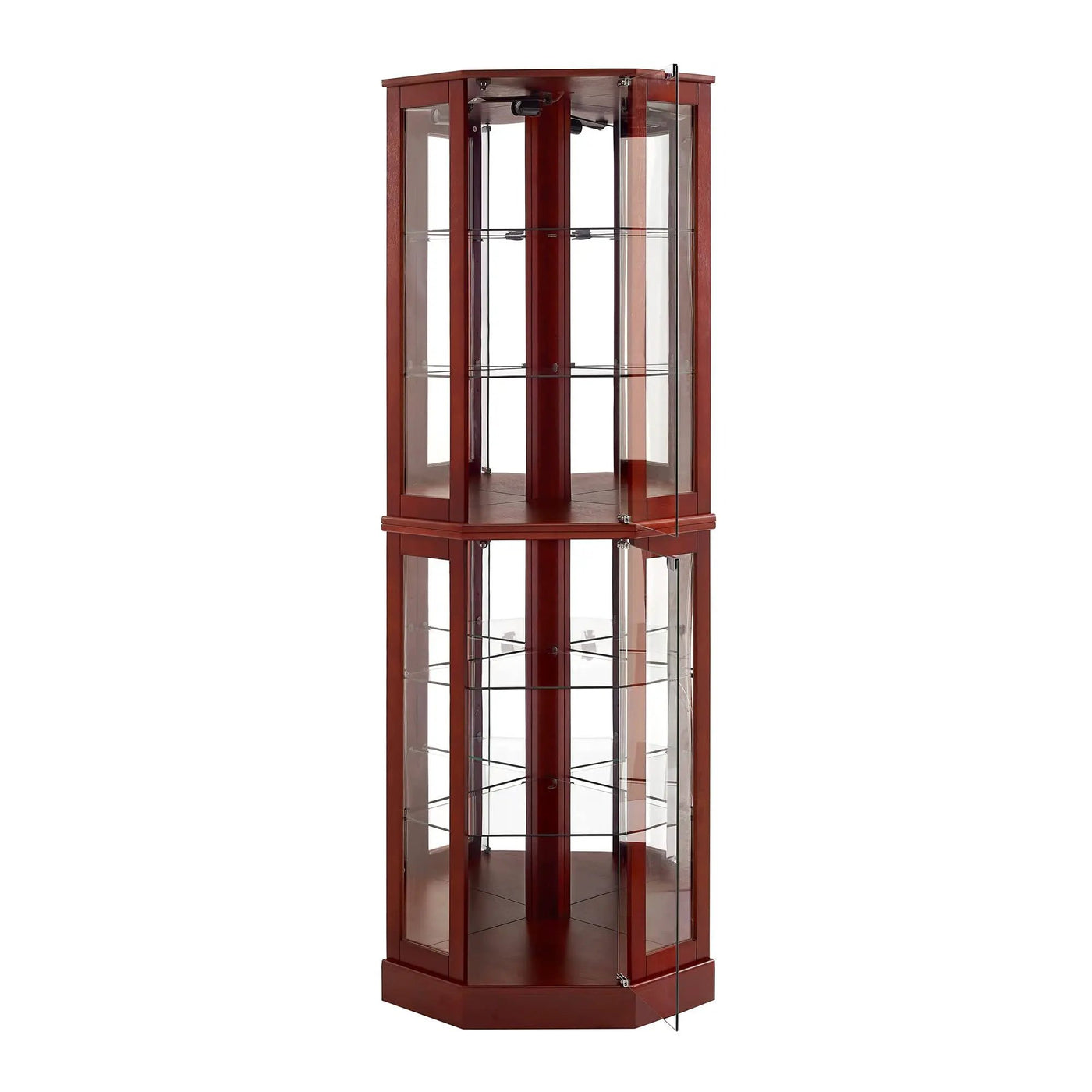 6 Shelf Corner Curio Display Cabinet With Lights, Mirrors And Adjustable Shelves (E26 Light Bulb Not Included) by Unique Piece Furniture