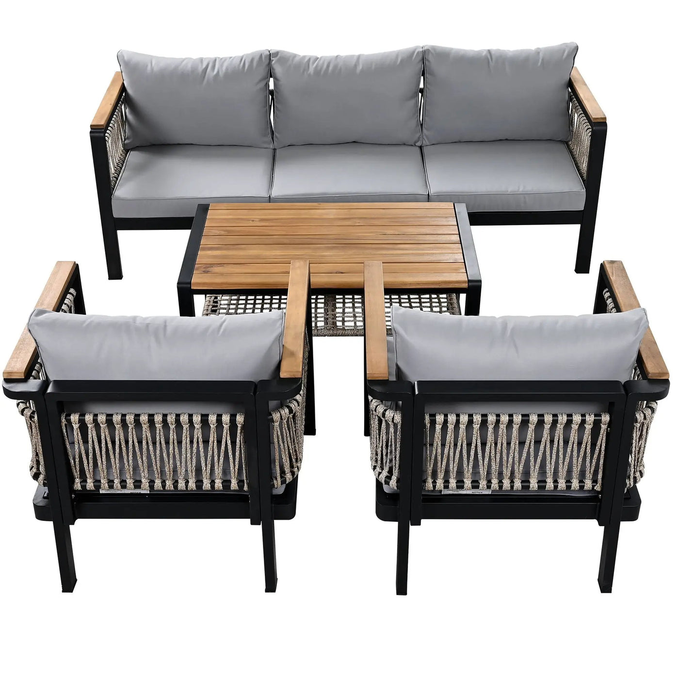 4 Pieces Outdoor Sectional Sofa Set 5 Person Patio Seating Group Outdoor Conversation Set With Cushions And A Coffee Table For Patios by HouseOfZazla