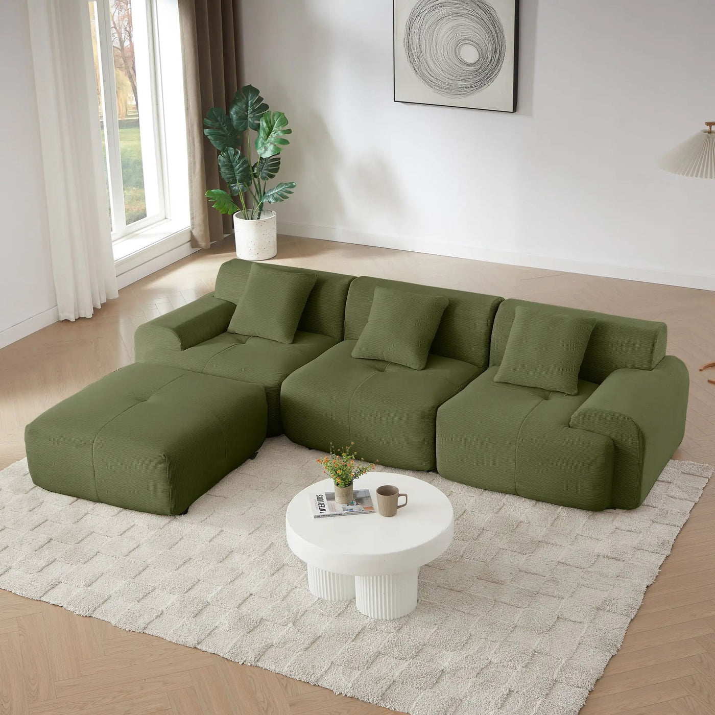 L Shaped Modular Sectional Sofa And Movable Ottoman by HouseOfZazla