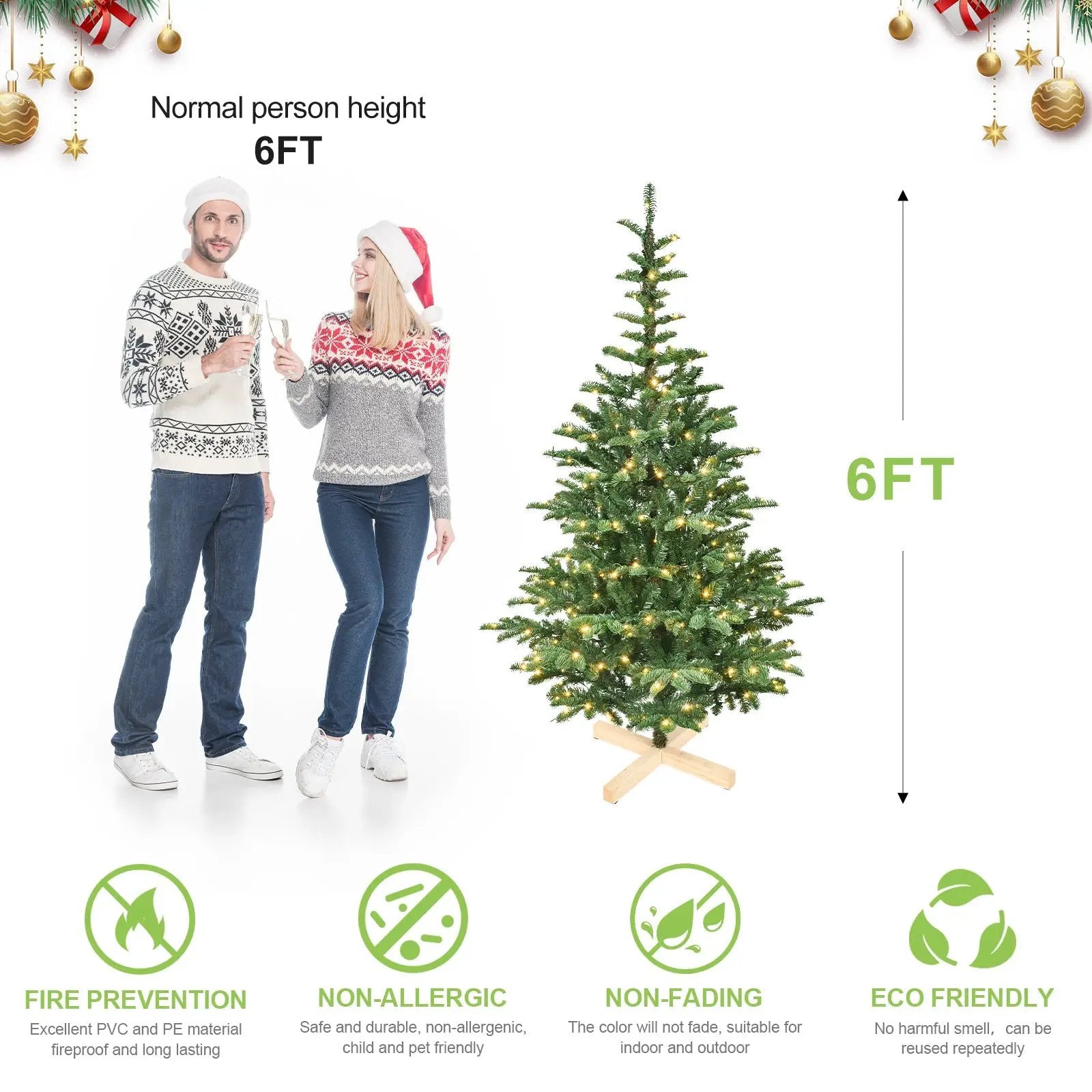 8ft Pre-Lit Christmas Tree with 500 Warm LED Lights by HouseOfZazla