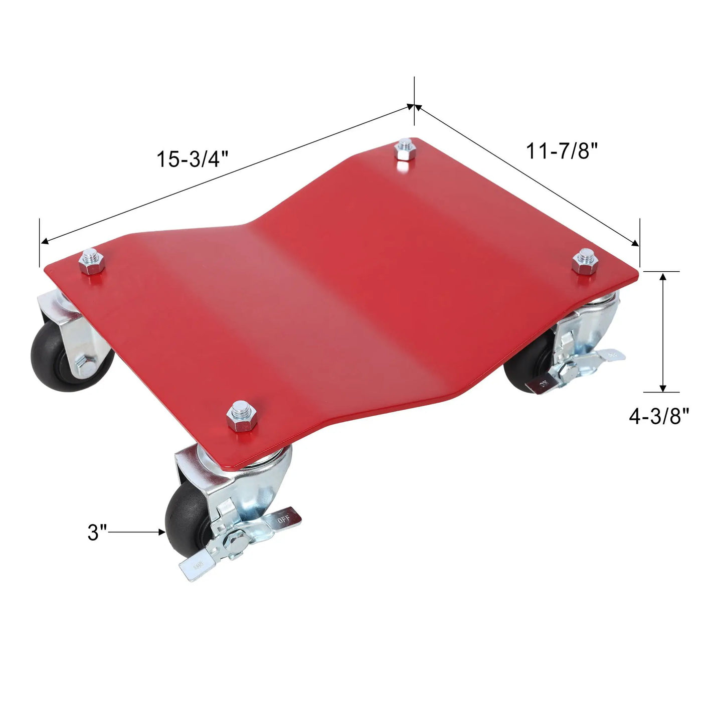 Heavy Duty Steel Vehicle Dollies with Brakes, 2500Lbs Capacity by HouseOfZazla