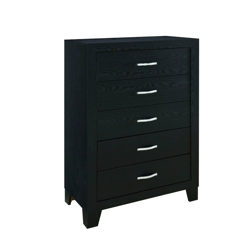 Carlos - 5 Pieces Queen Bedroom Set, Modern Design - Black by HouseOfZazla