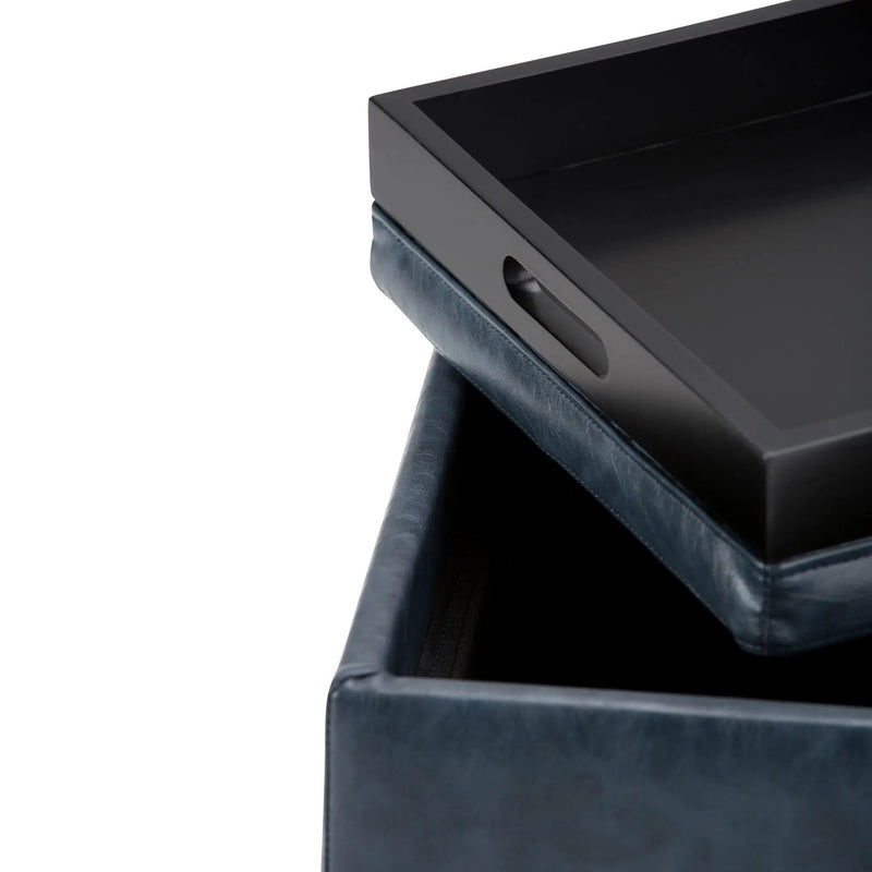 Rockwood - Upholstered Cube Storage Ottoman With Tray by HouseOfZazla