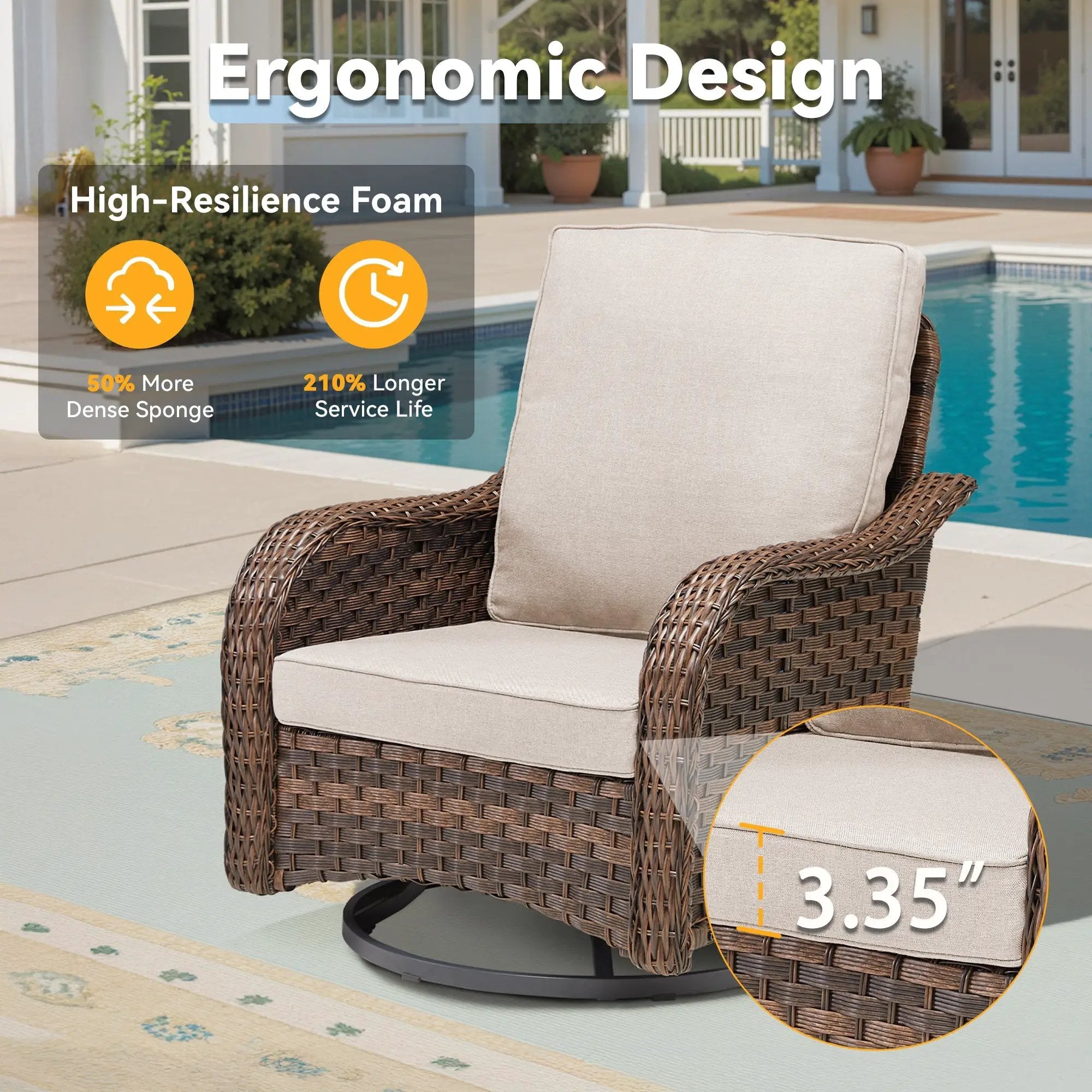 3 Pieces Outdoor Furniture Set, Outdoor Swivel Gliders Rocker by HouseOfZazla