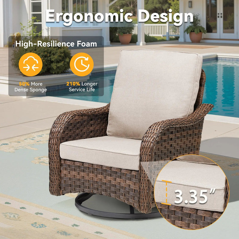 3 Pieces Outdoor Furniture Set, Outdoor Swivel Gliders Rocker by HouseOfZazla
