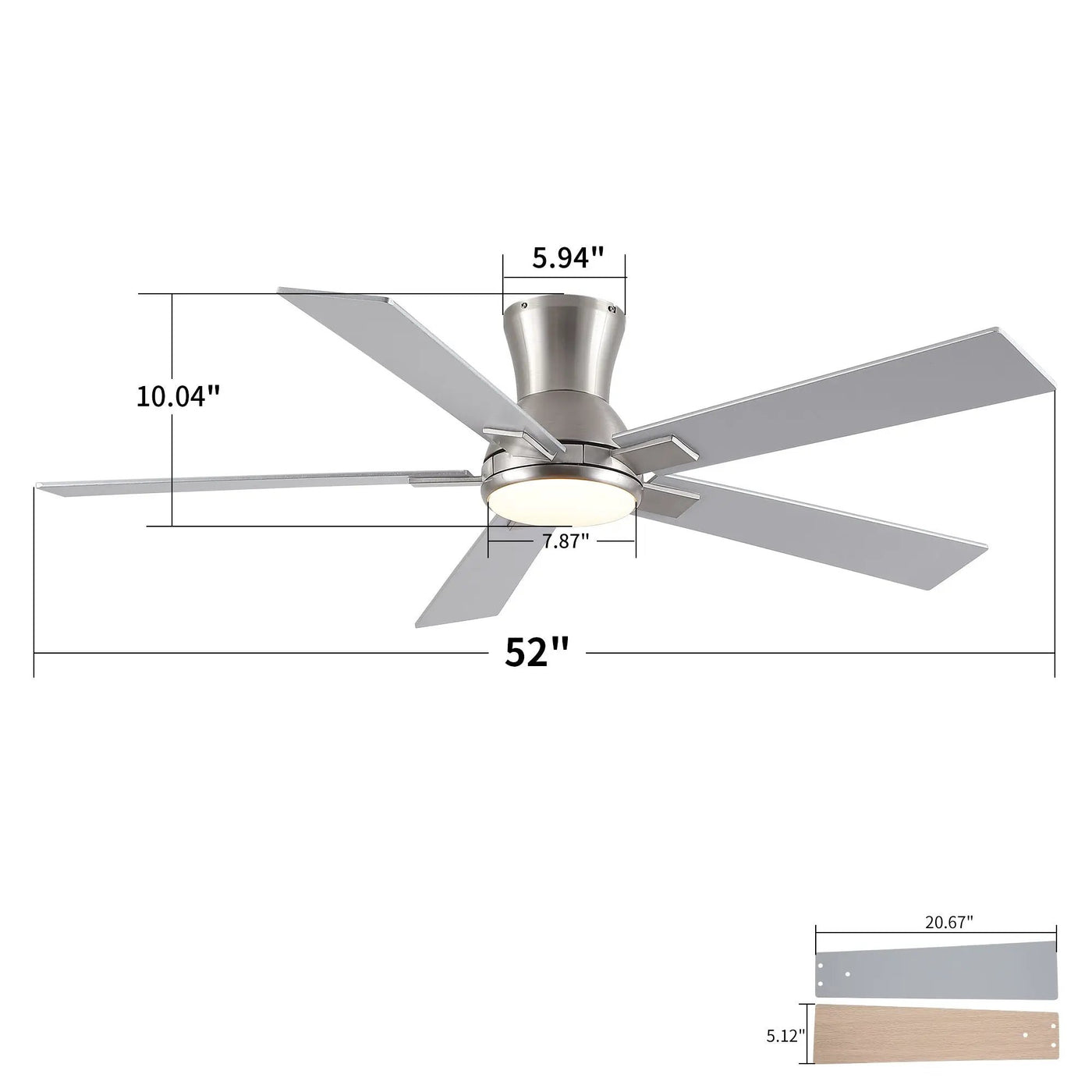 Low Profile Flush Mount Intergrated LED Ceiling Fan With Light And Reversible Quiet Motor by Unique Piece Furniture