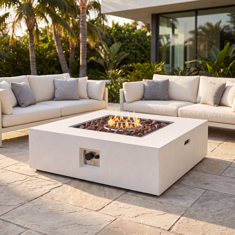 50,000 BTU Square MGO Fire Table with Propane Heating - White, photo 5 of 10