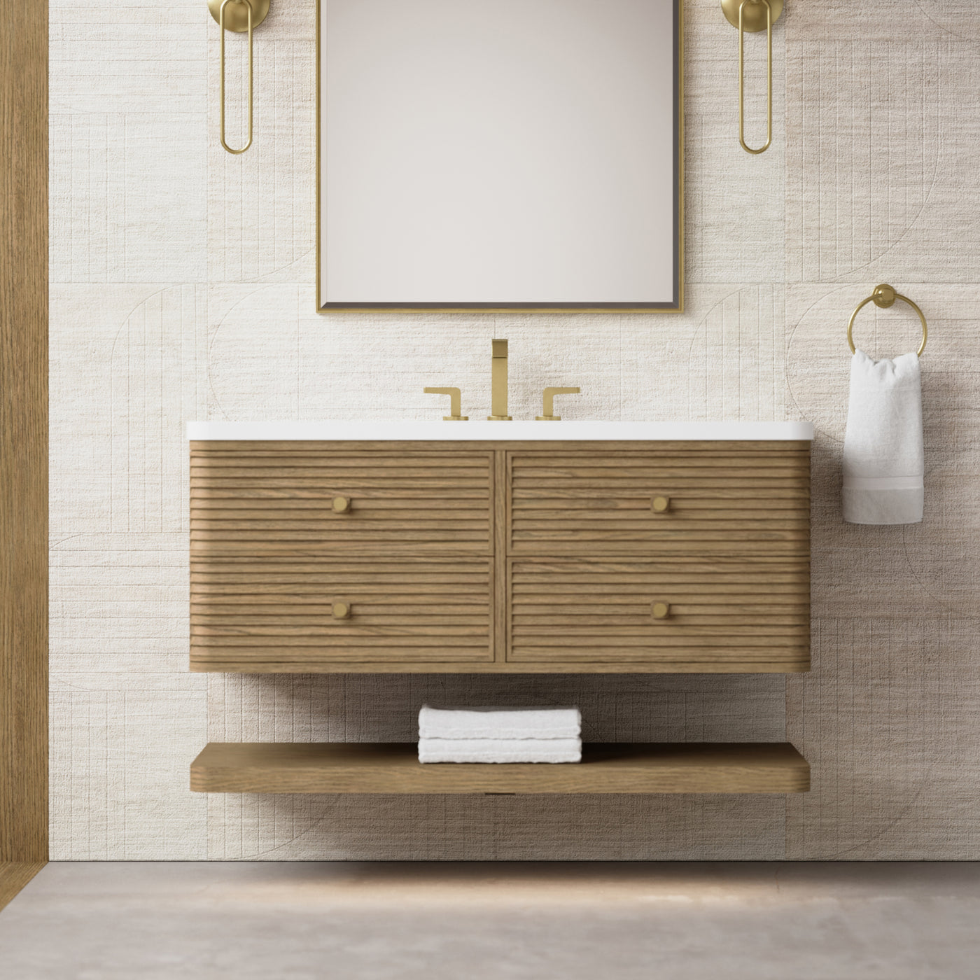 James Martin Allamari 48" Floating Single Bathroom Vanity, Dune Mist by James Martin