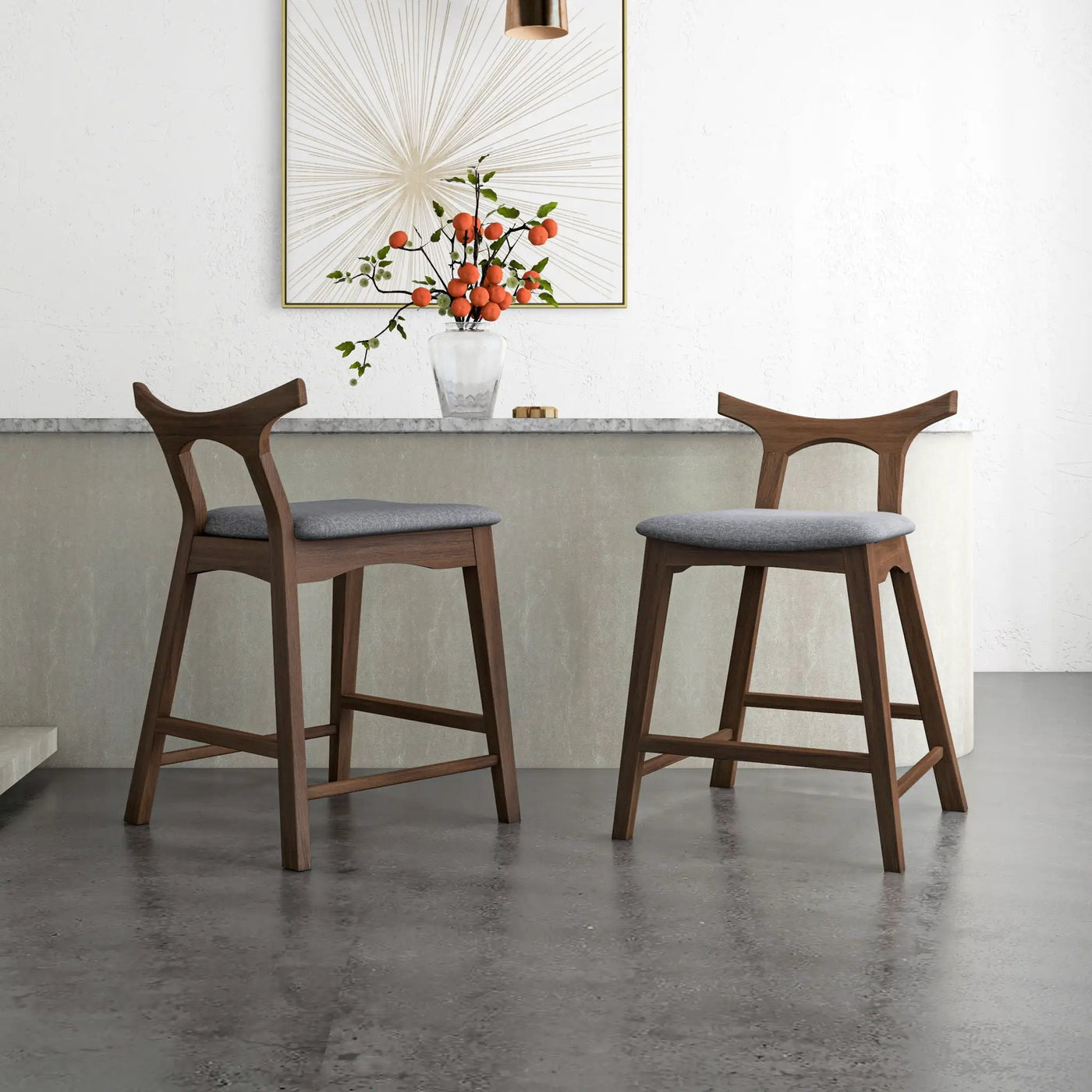 Hester - Upholstered, Square Bar Chair (Set of 2) by HouseOfZazla