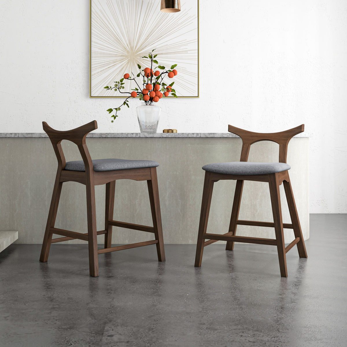 Upholstered Square Bar Chair Set with Solid Wood Frame - Dark Gray or Black, photo 15 of 19